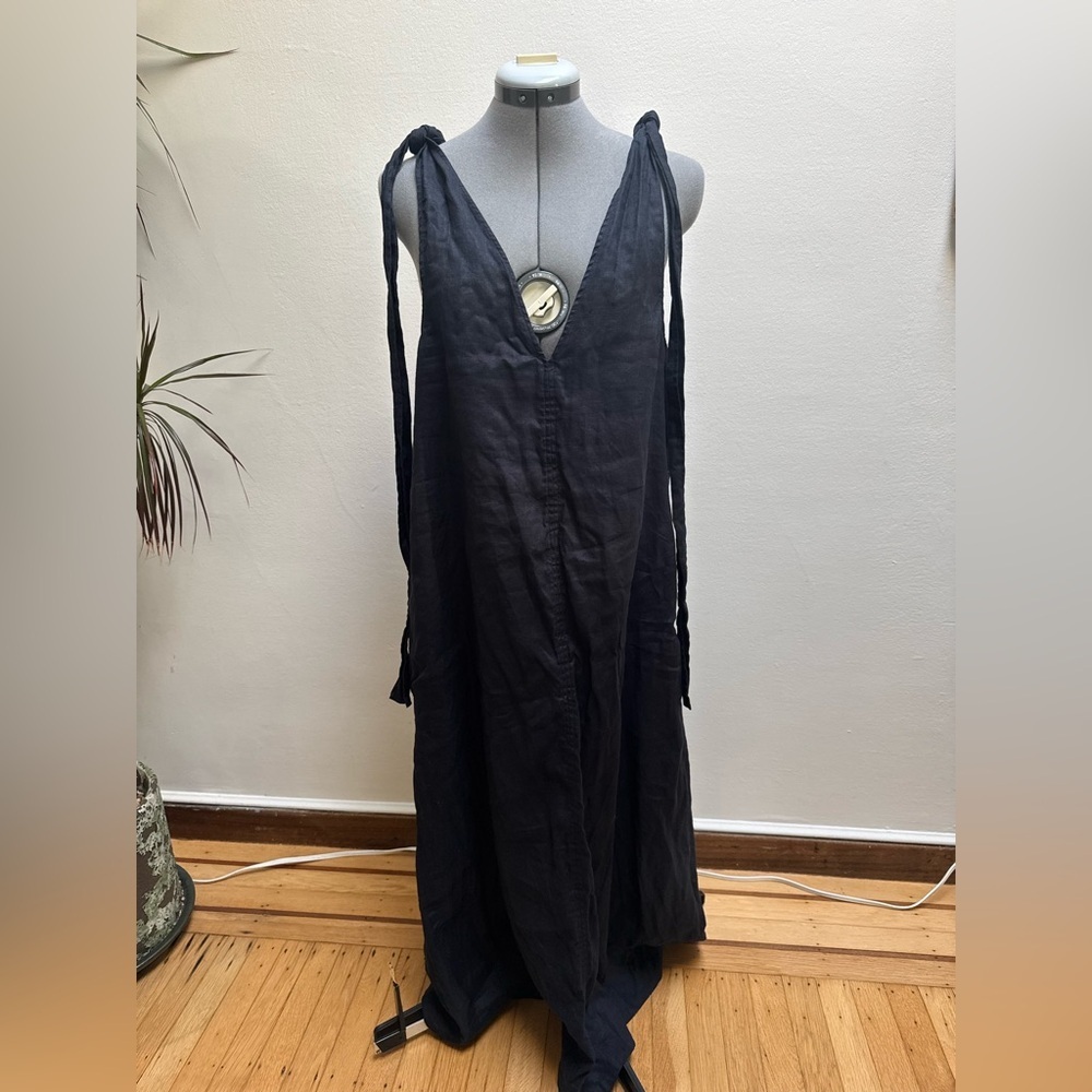 COS Black Linen Tie dress